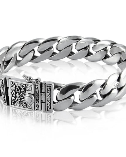 High Class Men’s Bracelet – Solid 925 Sterling Silver with Double-Lock Safety