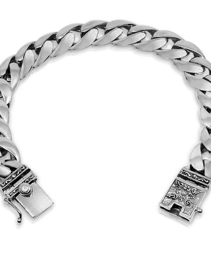 High Class Men’s Bracelet – Solid 925 Sterling Silver with Double-Lock Safety