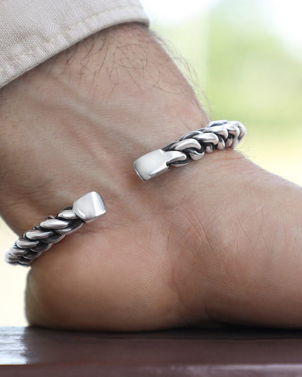 Heavy Power 925 Sterling Silver Twisted Cuff Bracelet – Small 7mm (46g) & Big 12mm (94g), Unisex, Made in Thailand