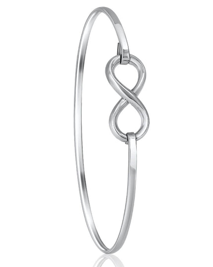 Infinity Bangle – 925 Sterling Silver, 2mm Wide, Adjustable Opening Bangle for Women & Girls