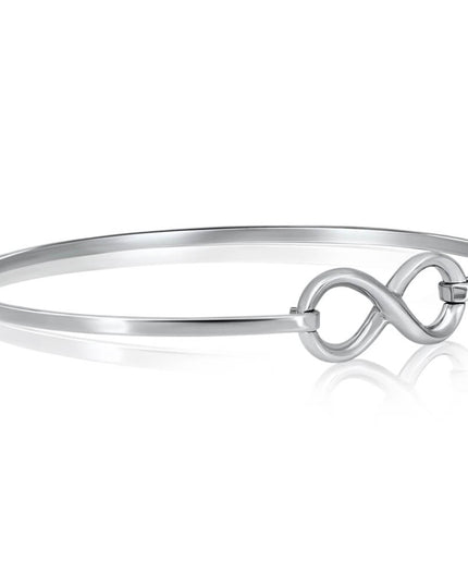 Infinity Bangle – 925 Sterling Silver, 2mm Wide, Adjustable Opening Bangle for Women & Girls