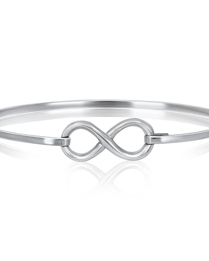 Infinity Bangle – 925 Sterling Silver, 2mm Wide, Adjustable Opening Bangle for Women & Girls