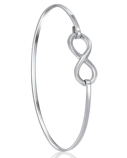 Infinity Bangle – 925 Sterling Silver, 2mm Wide, Adjustable Opening Bangle for Women & Girls