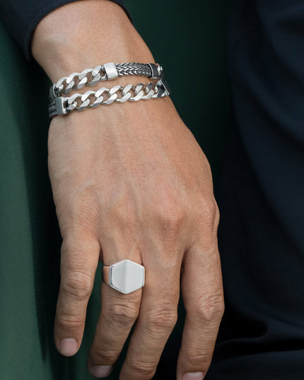 Napoli Vibes Bracelet – 925 Sterling Silver Italian Chain with Braided Links, Unisex