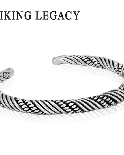 Viking Bracelets Set – Solid 925 Sterling Silver Cuff, 3-Piece Collection (Legacy, Legend, Spirit), Adjustable M–XL, Unisex