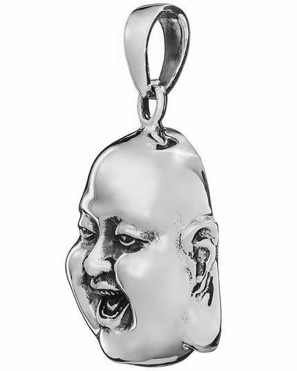 Happy Buddha Pendant – 925 Sterling Silver, 25mm x 28mm, Anchor/Italian Rope/Woven 3mm Chains, Lucky Abundance Jewelry