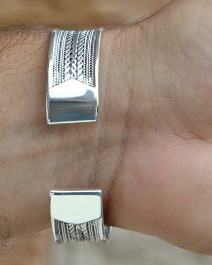 Elegant Wide Cuff Bracelet – Solid 925 Sterling Silver Unisex Design