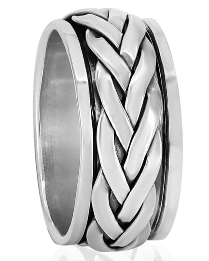 Moving Twist Spinner Ring – 925 Sterling Silver Meditation Ring, Anti-Stress Worry Band for Men & Women