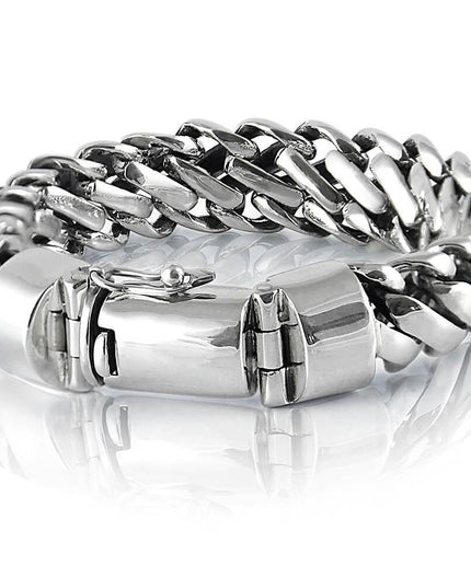 Round Snake Bracelet – Heavy 925 Sterling Silver Men’s Chain Cuff