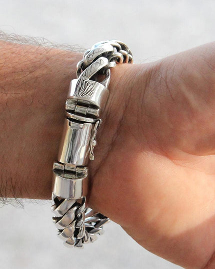 Round Snake Bracelet – Heavy 925 Sterling Silver Men’s Chain Cuff