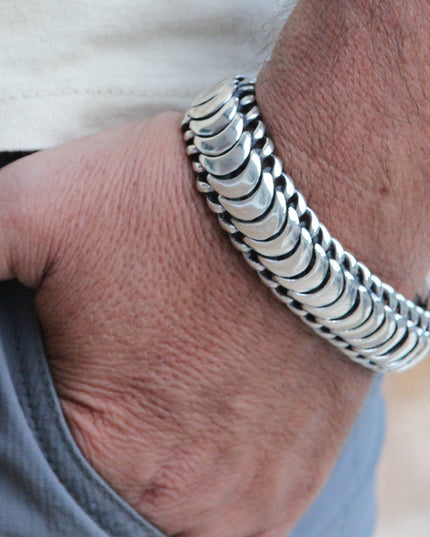 Snake Scales Heavy Bracelet – 925 Sterling Silver Men’s Cuff