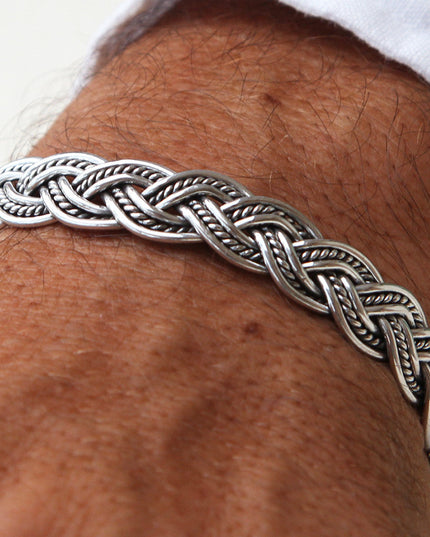 Silver Plait Cuff Bracelet – Solid 925 Sterling Silver Unisex Design