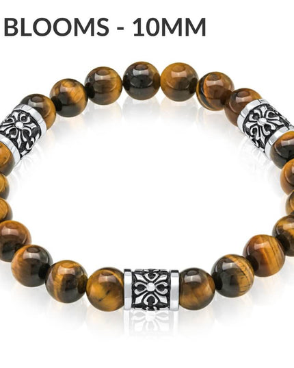 Golden Tiger Eye Gemstone Bracelet with 925 Sterling Silver – Bead Sizes 6mm, 8mm, 10mm, Unisex, S–XL