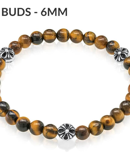 Golden Tiger Eye Gemstone Bracelet with 925 Sterling Silver – Bead Sizes 6mm, 8mm, 10mm, Unisex, S–XL