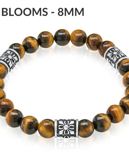 Golden Tiger Eye Gemstone Bracelet with 925 Sterling Silver – Bead Sizes 6mm, 8mm, 10mm, Unisex, S–XL