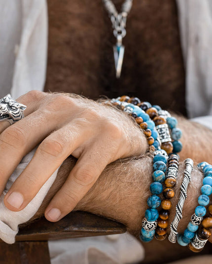 Golden Tiger Eye Gemstone Bracelet with 925 Sterling Silver – Bead Sizes 6mm, 8mm, 10mm, Unisex, S–XL