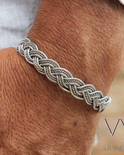 Silver Plait Cuff Bracelet – Solid 925 Sterling Silver Unisex Design