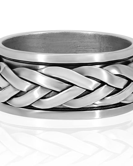 Moving Twist Spinner Ring – 925 Sterling Silver Meditation Ring, Anti-Stress Worry Band for Men & Women