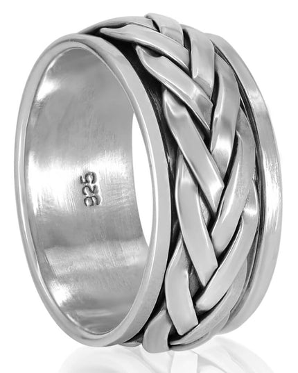Moving Twist Spinner Ring – 925 Sterling Silver Meditation Ring, Anti-Stress Worry Band for Men & Women