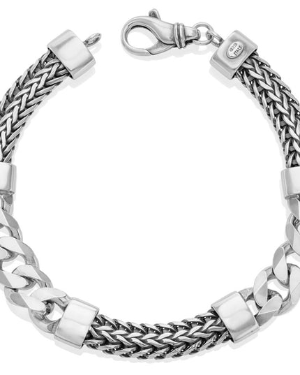 Napoli Vibes Bracelet – 925 Sterling Silver Italian Chain with Braided Links, Unisex