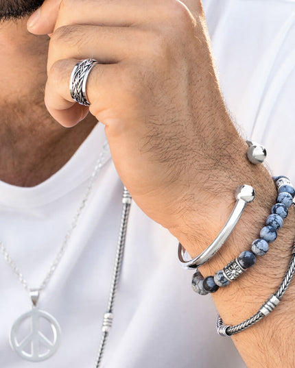 Braided Lines Sterling Silver Spinning Ring – Solid 925 Meditation & Worry Ring (8mm)