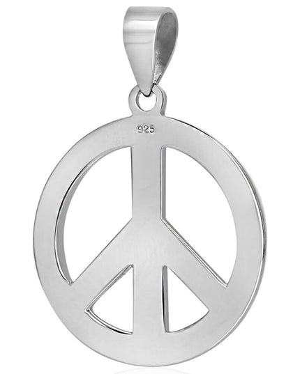 Small or Big Peace 925 Sterling Silver Pendant – Plain Peace Design, Sizes 22mm & 29mm, Made in Thailand
