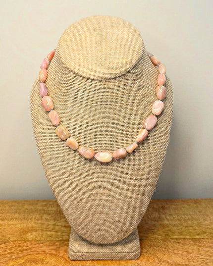 Pink Opal Bead Necklace – Hand-Knotted Peruvian Opal with 14K Gold-Filled Clasp