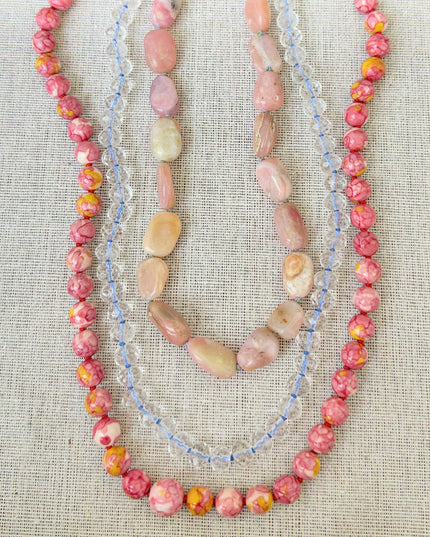 Pink Opal Bead Necklace – Hand-Knotted Peruvian Opal with 14K Gold-Filled Clasp