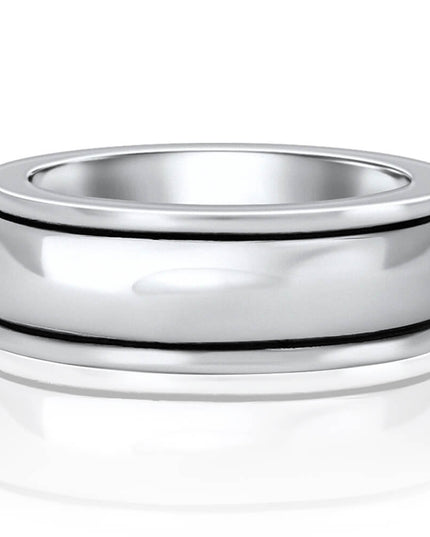 Plain Spinner Ring – 925 Sterling Silver Meditation Worry Ring for Men & Women, 8mm