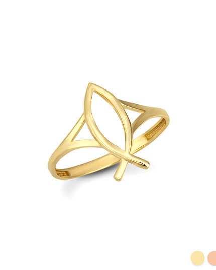 Gold Christian Fish Ichthys Ring – 10k/14k Yellow, Rose & White Gold