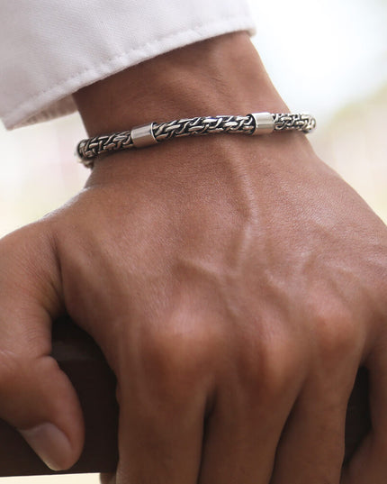 Roman Column Italian 925 Sterling Silver Bracelet – 4.5mm Thick, Lobster Clasp, Sizes 7–10, Made in Italy