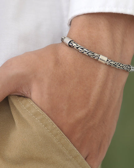 Roman Column Italian 925 Sterling Silver Bracelet – 4.5mm Thick, Lobster Clasp, Sizes 7–10, Made in Italy