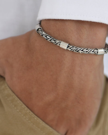 Roman Column Italian 925 Sterling Silver Bracelet – 4.5mm Thick, Lobster Clasp, Sizes 7–10, Made in Italy