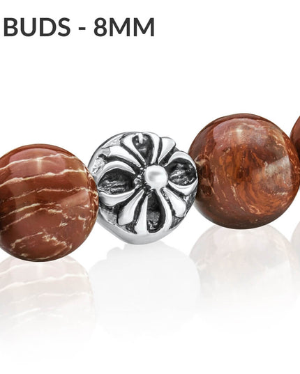 Red Snakeskin Jasper Bracelet – 925 Sterling Silver Natural Gemstone Beads, 8mm, Unisex