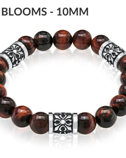 Red Tiger Eye Bracelet – 925 Sterling Silver Natural Gemstone Beads, 6mm 8mm 10mm, Unisex