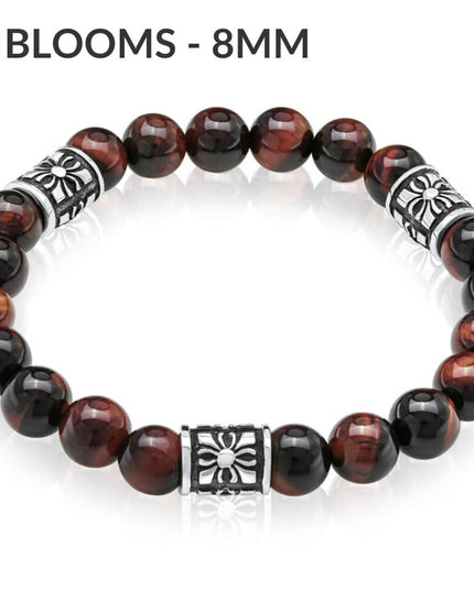 Red Tiger Eye Bracelet – 925 Sterling Silver Natural Gemstone Beads, 6mm 8mm 10mm, Unisex