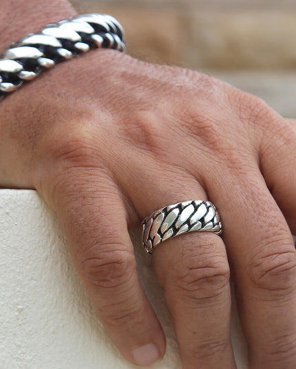 Silver Tire 925 Sterling Silver Ring – 9mm Wide Band, Sizes 7–14, Made in Thailand