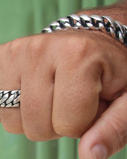 Silver Tire 925 Sterling Silver Ring – 9mm Wide Band, Sizes 7–14, Made in Thailand