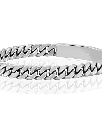 Silver Plank Bracelet – 925 Sterling Silver Engravable Unisex Cuff, 7–10.5 Inch