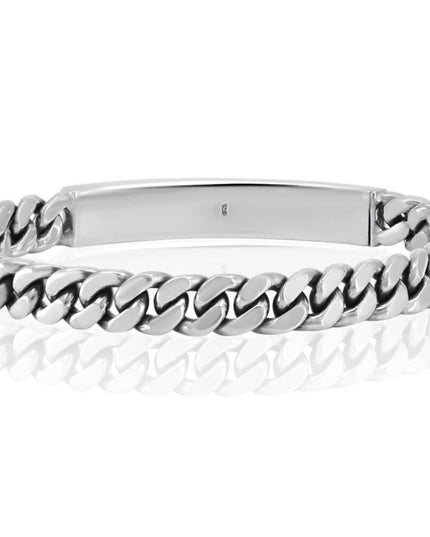 Silver Plank Bracelet – 925 Sterling Silver Engravable Unisex Cuff, 7–10.5 Inch