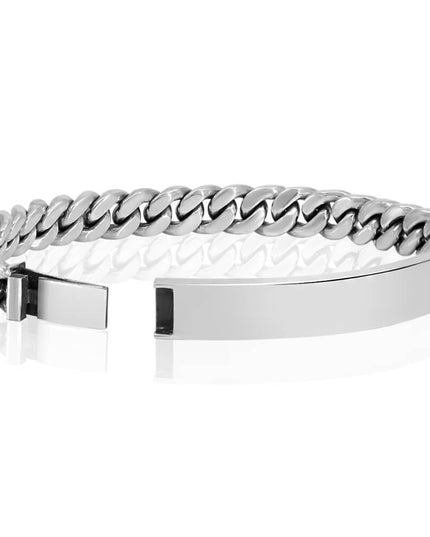 Silver Plank Bracelet – 925 Sterling Silver Engravable Unisex Cuff, 7–10.5 Inch