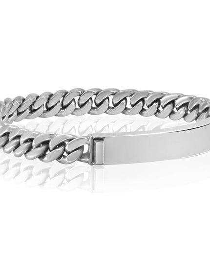 Silver Plank Bracelet – 925 Sterling Silver Engravable Unisex Cuff, 7–10.5 Inch