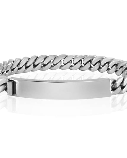 Silver Plank Bracelet – 925 Sterling Silver Engravable Unisex Cuff, 7–10.5 Inch