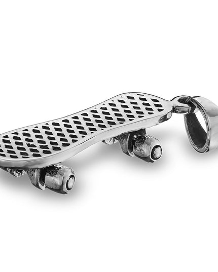 Silver Skateboard Pendant – 925 Sterling Silver Skate Jewelry for Skateboarders, Unisex Necklace Charm