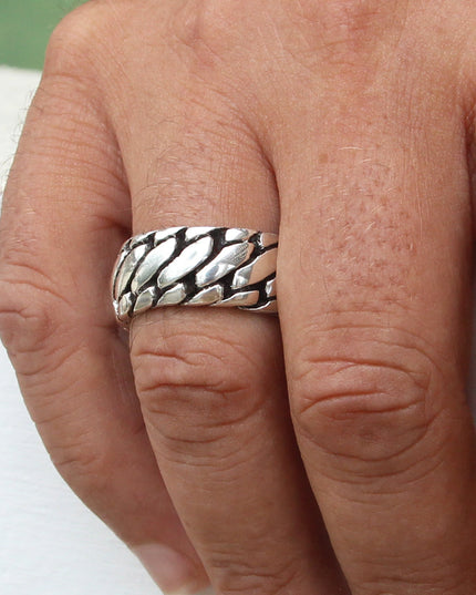 Silver Tire 925 Sterling Silver Ring – 9mm Wide Band, Sizes 7–14, Made in Thailand