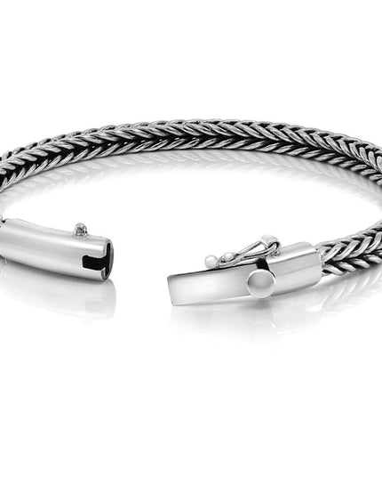 Slithering Silver 925 Sterling Silver Bracelet – 4mm Thick, Double-Lock, Sizes 7–10, Made in Thailand