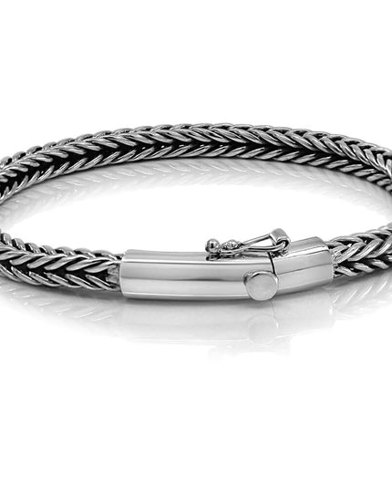 Slithering Silver 925 Sterling Silver Bracelet – 4mm Thick, Double-Lock, Sizes 7–10, Made in Thailand