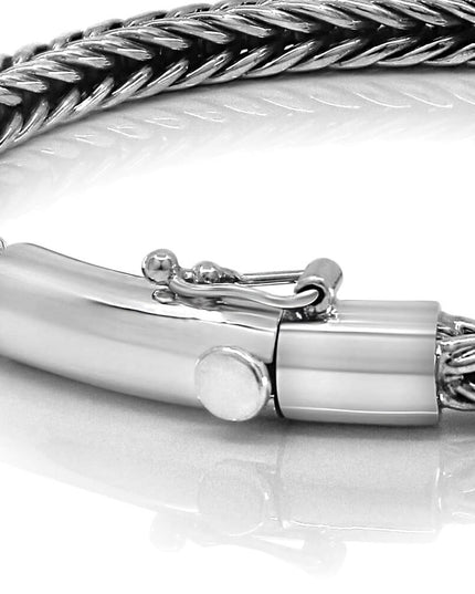 Slithering Silver 925 Sterling Silver Bracelet – 4mm Thick, Double-Lock, Sizes 7–10, Made in Thailand