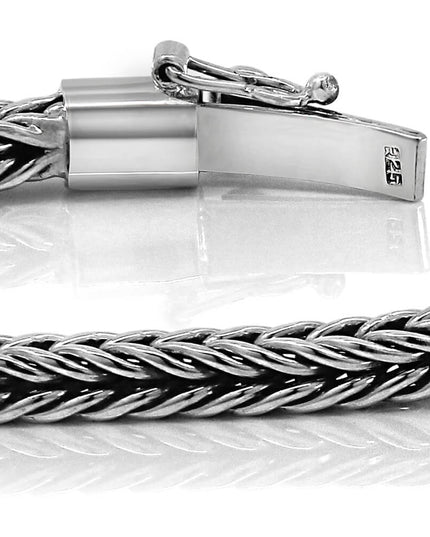 Slithering Silver 925 Sterling Silver Bracelet – 4mm Thick, Double-Lock, Sizes 7–10, Made in Thailand