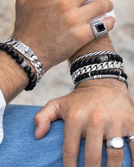 High Class Men’s Bracelet – Solid 925 Sterling Silver with Double-Lock Safety